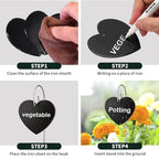30-Pack Iron Metal Heart Shaped Garden Markers Weatherproof Metal Plant Labels Large Planting Seedling Stake Signs, for Seedlings Herbs Vegetable Greenhouse Gifts with White Marker Pen Labels
