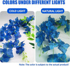 12 Pack Royal Blue Wisteria Hanging Flowers, 3.44 Ft Fake Hanging Flowers, Artificial Wisteria Garland Vines for Wedding Room Backdrop Outdoor Patio Garden Decoration