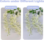 24 Pcs of Wisteria Hanging Flowers, 3.75 Feet Fake Wisteria Flower Strings, Artificial Wisteria Flowers Hanging Garland for Backdrop, Wedding, Ceremony,Garden and Home Wall Decoration (White)