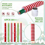 6 Pcs Christmas Flameless Taper Candles 10.6 Inch Red Green and White Striped Dots Candles Battery Operated LED Christmas Candlesticks for Xmas Centerpiece Holiday Party Decor