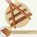 Wooden 3 Tier Serving Tray, Detachable Cupcake Stand, Rectangle Serving Platter Three Tiered Stand,Fruit,Appetizer,Dessert Decorative Tray Decor Party Food Table Display