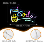 Soda Neon Sign LED Neon Light Dimmable Cocktails Neon Sign for Wall Decoration 16.7’’X11.8’’ Bar Business Sign Kitchen Wall Art Decoration Man Cave Beer Bar Club Birthday Party Decor…