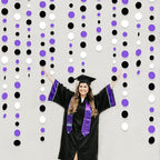 46Ft Purple Black Circle Dots Garlands Black Purple and White Polka Dot Hanging Paper Streamer Banners for Birthday Graduation Wedding Bridal Shower Baby Shower Halloween Party Decorations Supplies