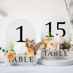 Table Number 1-15 for Wedding Reception Arch Acrylic Wedding Table Number with Flower Trough 5" x 7" Mirrored Rustic Centerpiece for Reception Bridal Shower Party Catering Banquet(White)
