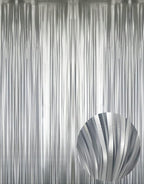 GOER 3.2 ft x 8.2 ft Metallic Tinsel Foil Fringe Curtains,Party Streamer Backdrop for Birthday,Graduation Decorations and New Year Eve (2 Pcs,Matte Silver,Thick Material)