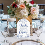 Acrylic Wedding Signs, Dusty Blue Wedding Decor, Blue Weddings Decor, The Drinks Signs for Reception, Modern Calligraphy Arch Acrylic Table Top Sign for Weddings Parties Dinners (White)