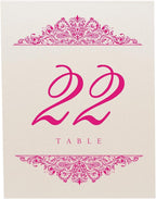 Paisley Wedding Table Numbers (Select Color/Quantity), Champagne, Fuschia, 1-200, Double Sided, Tent or Use in a Stand, Great for Parties & Restaurants - Made in the USA