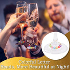 60 Sets DIY Wine Glass Charms – 780 Letter Beads 120 Gold Beads 60 Charm Rings 2 Tweezers, Drink Identifier Charms Wine Glass Marker Tags for Wedding Cocktail Bachelorette Party Decoration (Colorful)