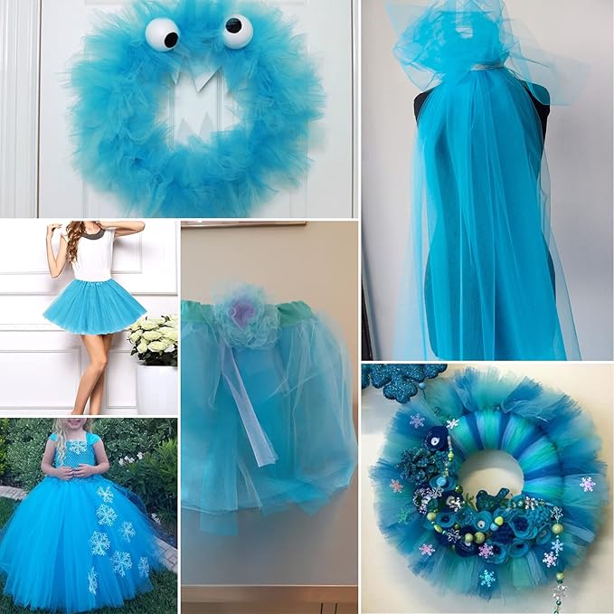Turquoise Tulle Fabric Rolls 54 Inch by 10 Yards Fabric Tulle Bolt for Wedding Decorations DIY Tutu Baby Shower Table Skirt Birthday Party Craft Supplies