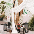 Ivory Wedding Arch Draping Fabric 4 Panels 30'' x 18FT Sheer Chiffon Arch Drapery for Photo Booth Bridal Shower Baby Shower Church Decor Newborn Photography Christening Outdoor Party