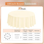 10 Pack Round Tablecloths - 108 Inch, Beige Polyester Table Cover for Round Tables, Stain and Wrinkle Resistant Washable Fabric Table Cloth, Polyester Tablecloth for Wedding Banquet Partie