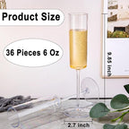 Ciaell 36 Pack Plastic Champagne Flutes - 6 Oz Disposable Champagne Glasses - Square Clear Plastic Toasting Glasses for Party Birthday Anniversary Wedding