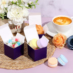 Jutom 100 Pcs Mini Favor Boxes Extra Small Candy Boxes Paper with Gold Ribbon for Christmas Thanksgiving Day Birthday Wedding Anniversary Supplies(2 x 2 x 2 Inch,Purple)