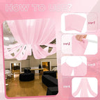 6 Panels Pink Ceiling Drapes for Wedding 5ftx40ft Ceiling Drapes Wedding Arch Draping Fabric Cheesecloth Sheer Curtain Romantic Ceiling Decorations for Weddings Party Banquet Ceremony Stage