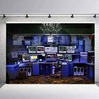 Computer Office Backdrop Retro Computer Photo Backdrop Blue Computers Hacker Room Background for Photography Party Room Decorations Photo Booth Props Supplies 7x5 YUNBDJ557