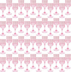 Plastic Wine Glasses，Plastic Goblets Vintage Style Cordial Drinking Glasses for Wedding Reception, Grand Event Party Supplies (48, Pink)
