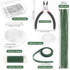 NESCCI Floral Arrangement Kit with Green Floral Tape and Wire,26 Gauge Floral Stem Wire,22 Gauge Floral Wire,Boutonniere Pin for Bouquet Stem Wrap Florist.