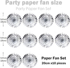 Silver Birthday Decorations,DIY Silver Paper Fans Hanging Decoration ,DecoracióN De CumpleañOs para Hombre,Wedding Decorations for Party 8in,Birthday Decorations for Men 30 Color DIY Set (Silver)