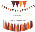Boho Baby-Shower Burgundy-Brown Orange Party-Decorations - 23pcs Thanksgiving Fall Autumn Tissue Pom Poms Streamers,Neutral Birthday Rustic Wedding Bridal Engagement Tassel Garland Banner Ouruola