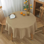 NLMUVW Round Linen Tablecloth 36 Inch, Small Tan Table Cloth Farmhouse Water Resistant Decorative Rustic Table Cover for Dining Kitchen Cafe Party