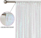 Sugargirl White Iridescent Sequin Backdrop Curtain 2 Panels 2FTx8FT Glitter White Iridescent Background Drapes Sparkle Photography Backdrop for Party Wedding Birthday Wall Decoration