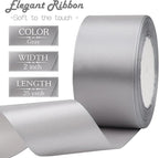 Gray Solid Satin Ribbon 2 Inch 25 Yards Solid Polyester Fabric Ribbon for Gift Wrapping Wedding Christmas Baby Shower Birthday Party Decoration Handmade Immortal Flower Craft