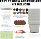 10 Herb Seeds Garden Starter Grow Kit with White Pots, Markers, Nutritional Soil, Watering, Herb Clipper, Complete Indoor Potted Plant Growing Set for Kitchen DIY