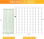 Fomcet Sage Green Tulle Backdrop Curtains with Lights String 10FT X 8FT Sheer Curtain with Lights Tulle Curtains Backdrop for Wedding Birthday Party Photo Shoot (2 Panels 5x8FT)