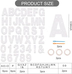 BEISHIDA 116 PCS Glitter Color White DIY Letter Banner Kit Make Your Own Banner，Including 111 Letters and Numbers 3 Rope and 3 Threading Device,Customized for Birthday Graduation Wedding Party Decor