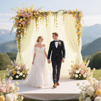 Sugargirl 10x10FT Light Yellow Backdrop Curtains Polyester Photo Backdrop Drapes Curtains 2 Panels with Rod Pockets for Party Birthday Wedding Photography Home Decoration