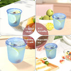 12oz Disposable Stemless Glasses With Strawless Sip Lids,PET Disposable Drinking Cups,Clear Plastic Wine Glasses for Parties Birthday,Wedding,Meeting,Christmas Party Supplies. (100, Blue)