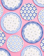 xo, Fetti Blue Coastal Paper Plates | 32 pcs, 2 sizes | Nautical Bachelorette Decorations, Seaside Dinner Party Setting, Beach Birthday Decor, Floral Tablescape