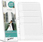 pbf PHOTO BOOTH FRAMES 2x6 Acrylic Sign Holder | 2 x 6 Vertical Stand Up Slanted Sign Holder | Acrylic Stands for Display | Clear Picture Frame, Menu Table Top Stand, Plastic Flyer Holder (100-Pack)