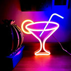 Led Cocktails Neon Sign,Wine Glass Neon Light Battery and USB Dual Powered Bar Neon Night Light Signs for Wall Decor,Cocktails Night Lamp for Bar, Club, Cocktail Bar, Restaurant, Shop