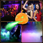 Fog Machine with LED RGB Lights, 800W Halloween Fog Machine with Remote Control, Pumpkin Smoke Machine 12 Colors Lighting Effect for Halloween Band DJ Show Club Outdoor Camping, 3 Pack