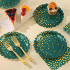 105PCS Green Plates and Napkins Party Supplies, Green and Gold Birthday Party Decorations, 7” Dessert Paper Plates for Wedding Baby Shower Graduation Decorations, Serves 35
