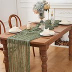 Sage Green 1 Pack Cheesecloth Table Runner 120 Inch 10 FT Boho Rustic Gauze for Wedding Baby Shower Party Farmhouse Summer Home Decor Washable
