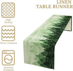 Foggy Forest Table Runner,Watercolor Wreen Misty Forest Landscape Table Runner for Kitchen Dining Table Home Party Decoration 13x90 Inch