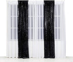 SquarePie Sequin Backdrop Curtain Non-Transparent Background Sparkly for Halloween Party 2FT x 8FT Black 2pcs
