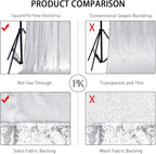 SquarePie Sequin Backdrop Not See Through Thick Stain Background for Photography Glitter Curtain Party 10FT x 10FT Silver