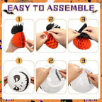 Halloween Office Decorations Indoor Kit - Pumpkin Lanterns, Bats Skull Head Banner, Spider Pumpkin Hanging Happy Halloween Banner For Office Classroom Home 14PCS