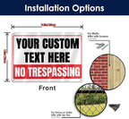 Custom Private Property No-Trespassing Signs - 12 x 8 Personalized Aluminum Metal Rust-Proof Outdoor Signs with Your Text Logo (NO TRESPASSING)