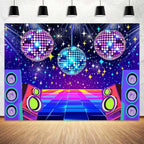 Disco Backdrop 7 x 5 ft Retro Glow Party 70s 80s 90s Theme Stage Dance Background Disco Party Decoration Disco Ball Banner Dance PartyBackdrop for Birthday Party Prom Portrait Photo Props,Multi2