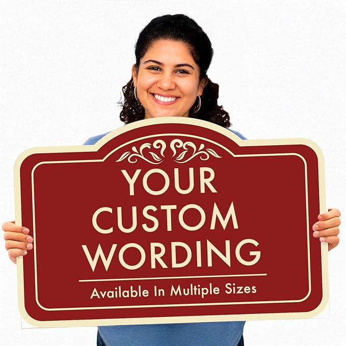 Custom Decorative Outdoor Metal & Aluminum Signs, Personalized Driveway Signs, Waterproof USA Made, Design 1 Red Brick 18x12