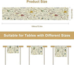 Mushroom Table Runner,Colorful Wild Plants and Fungus Botanical Plants Pattern Print Burlap for Hotel Indoors Outdoor Dining Room Kitchen Holiday Party, 13x108in