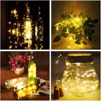 YJFWAL 24Pack 20LED Wine Bottle Lights with Cork, Cork Shape Silver Copper Wire Fairy Mini String Lights Fairy lights Battery Operated for DIY, Party, Wedding, Christmas, Halloween Decor (Warm White)