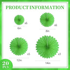 20 Pcs Grass Green Hanging Paper Fan, Hanging Honeycomb Round Paper Fans for Weddings, Birthdays, Christmas, Baby Showers, Classroom, Events Ceiling Party Supplies Decorations