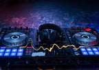 CORFOTO 10x6.5ft Fabric Dj Mixer with Headphones Backdrop Photography Dj Sound Equipment in Dark Background Musical Dance Disco Party Decorations Live Concert Stage Photoshoot Booth Studio Props
