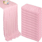 12 Pack Pink Cheesecloth Table Runner 10ft Boho Gauze Fabric Cheese Cloth Table Runner 35 x 120 Inch Rustic Sheer Runner for Romantic Wedding Decor Baby Shower Party Table Centerpiece Decoration
