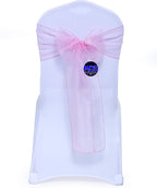 MDS Pack of 50 PCS Organza Chair Sashes Wider Dining Chair Bows Ribbon Tie Back for Wedding Party Birthday Bridal Shower Reception Event Banquet Home Chair Cover Decoration - Blush Pink